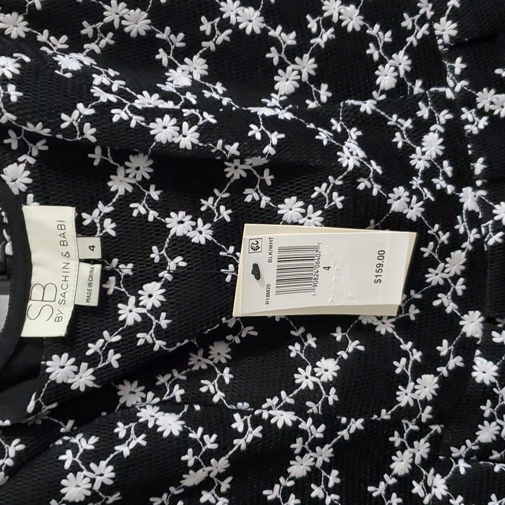 Sachin & Babi Black/White Floral Dress Size 4